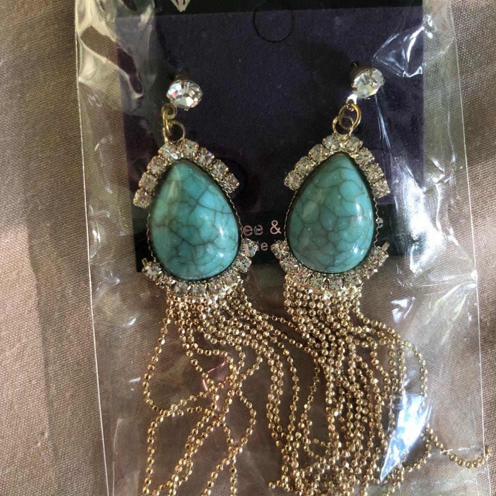Turquoise and gold earrings